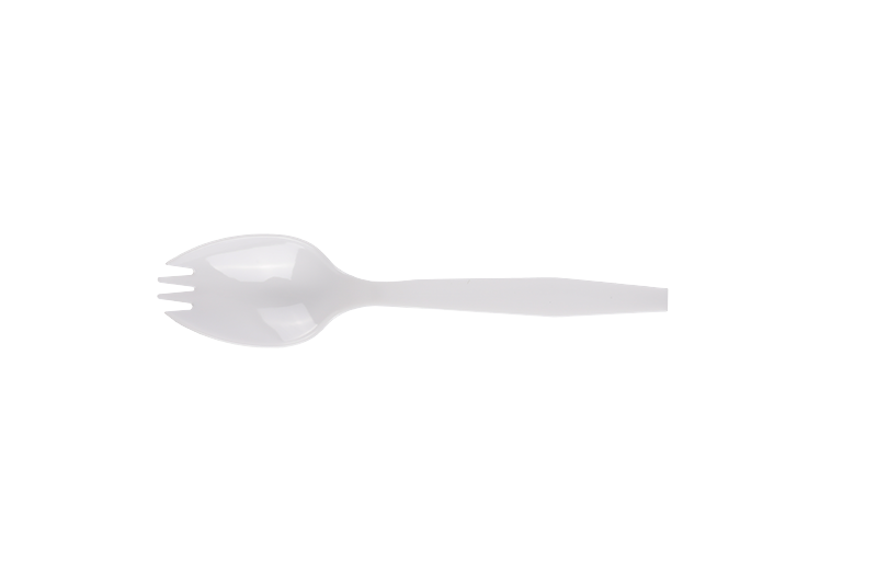 Белая одноразовая пластиковая длинная ручка Spork