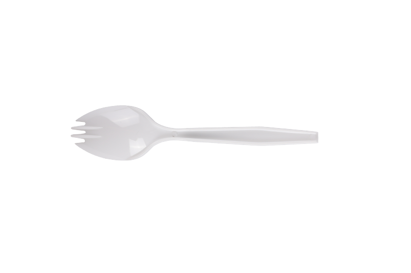 Белая одноразовая пластиковая длинная ручка Spork