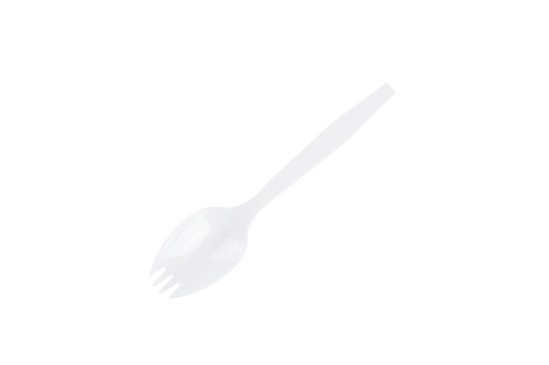 Белая одноразовая пластиковая длинная ручка Spork